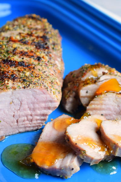 Grilled Pork Tenderloin with Peach Balsamic Sauce