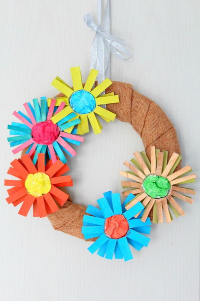 Paper Flower Wreath Upcycle Paper Flower Wreath Upcycle
