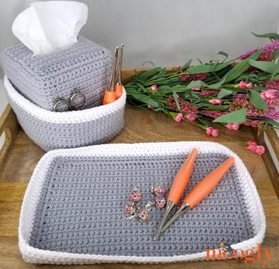 Pampering Vanity Set: Tissue Box Organizer & Tray