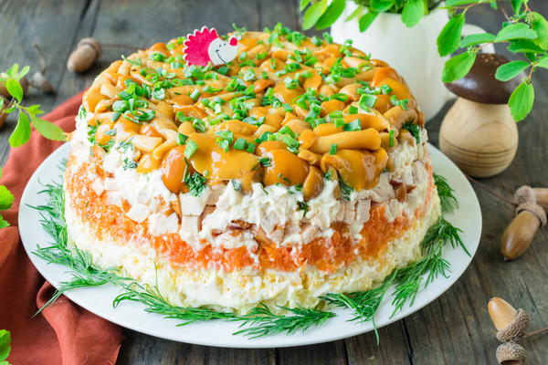 Russian Salad of Marinated Honey Agarics Russian Salad of Marinated Honey Agarics