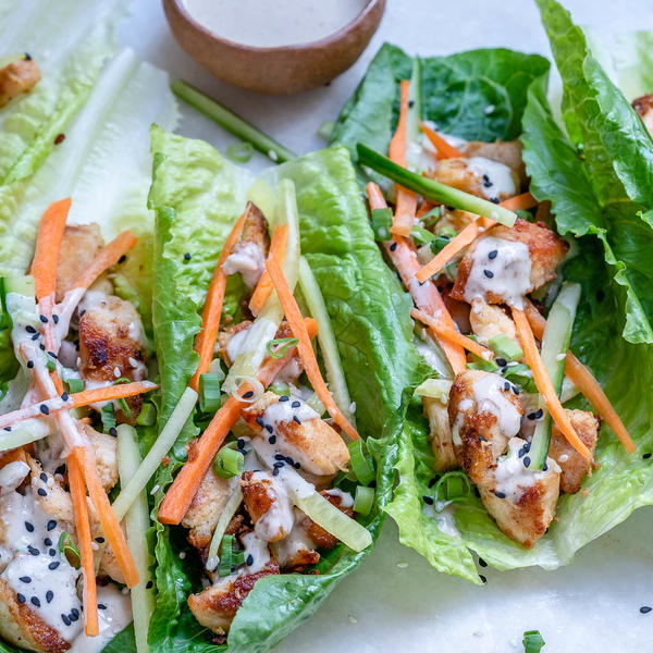 Chicken Lettuce Wraps With Tahini Sauce KetoPaleoWhole30 Chicken Lettuce Wraps With Tahini Sauce (Keto/Paleo/Whole30)