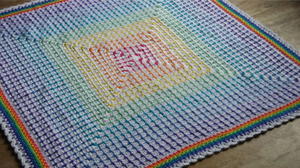 Rainbow Square Crochet Baby Blanket Pattern