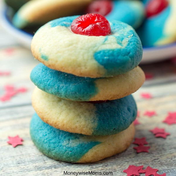 Red White and Blue Thumbprint Cookies
