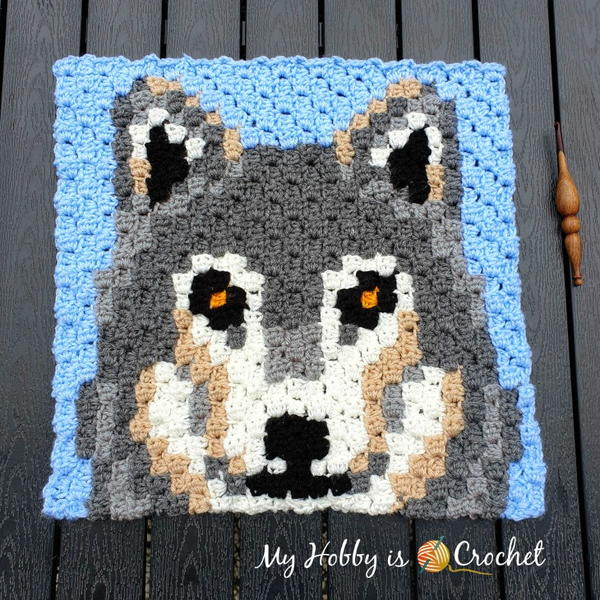 Grey Wolf C2C Square - Wildlife Graphghan Grey Wolf C2C Square - Wildlife Graphghan