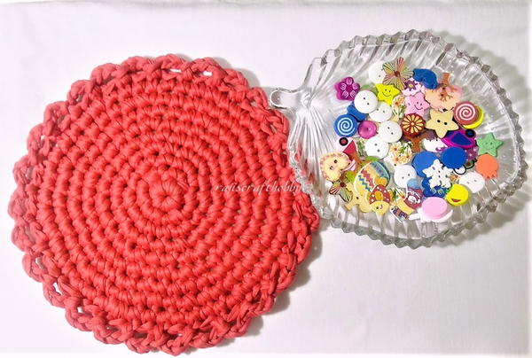 Tshirt Yarn Round Tablemat Tshirt Yarn Round Tablemat