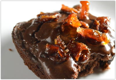 Ultra Chocolatey Candied Bacon Brownies