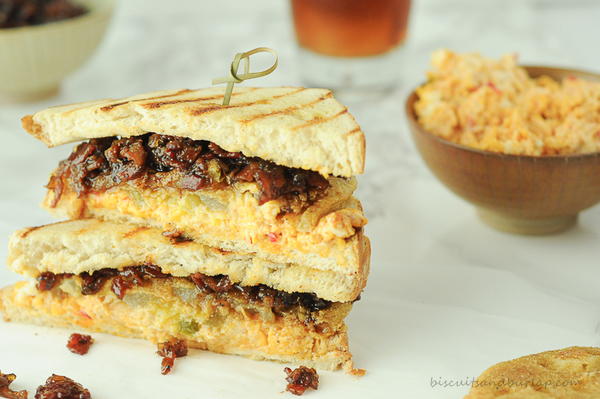 Sandwich with Fried Green Tomatoes Pimento Cheese Bacon Jam Sandwich with Fried Green Tomatoes, Pimento Cheese & Bacon Jam