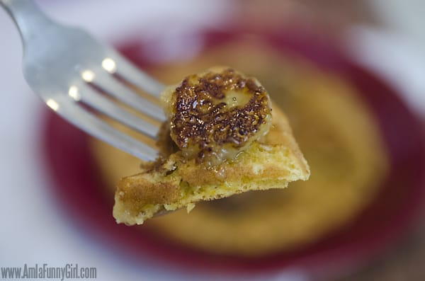 Cereal Waffles with Fried Bananas
