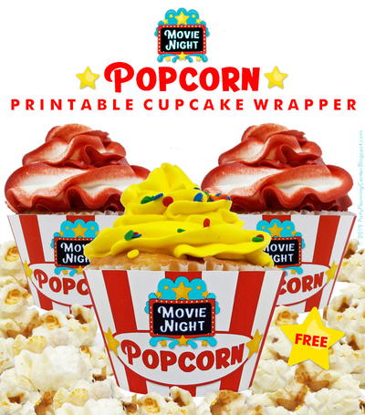 Printable Popcorn Cupcake Wrappers