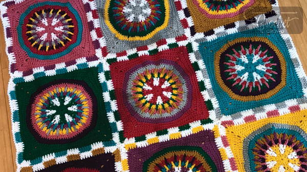 Colorful Poker Chip Granny Square Afghan