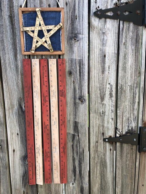 Vintage Ruler American Flag Door Hanger Vintage Ruler American Flag Door Hanger