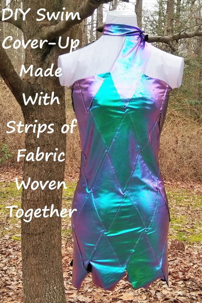 DIY Swimsuit Cover-Up Made From Strips of Fabric Woven Together DIY Swimsuit Cover-Up Made From Strips of Fabric Woven Together