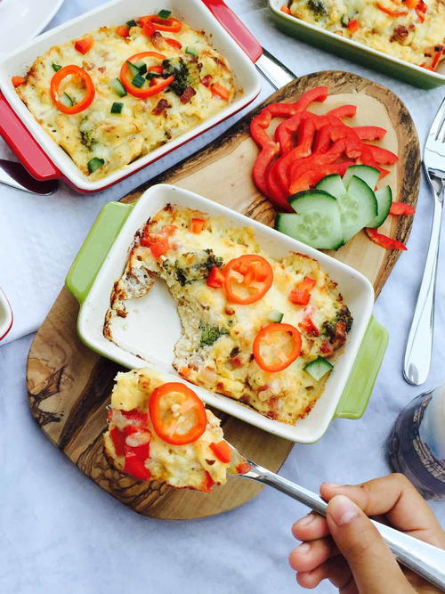 Baked Broccoli Cheese and Pepper Omelette