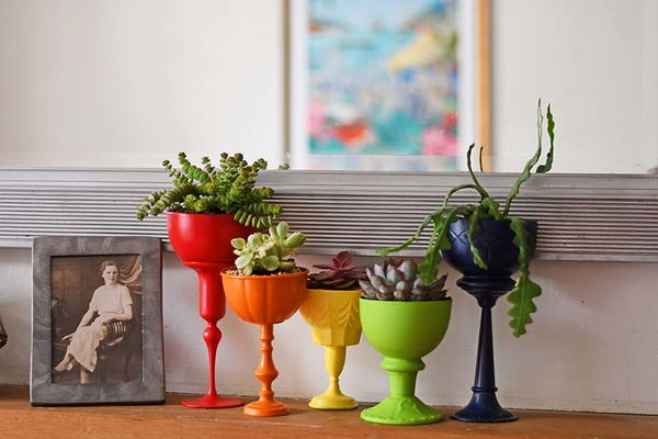 Upcycled Rainbow Planters Upcycled Rainbow Planters