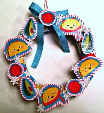 Recycled Gift Wrap Wreath
