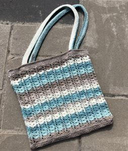 blue crochet bag