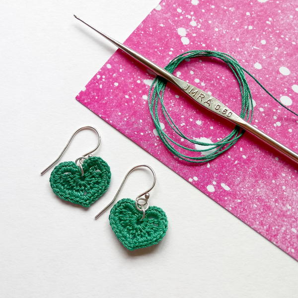 Micro-crochet Heart Earrings Micro-crochet Heart Earrings