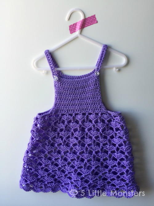 Spring Shell Stitch Girls Crochet Dress