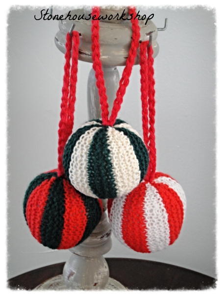 Hand Knit Ball Ornament Hand Knit Ball Ornament
