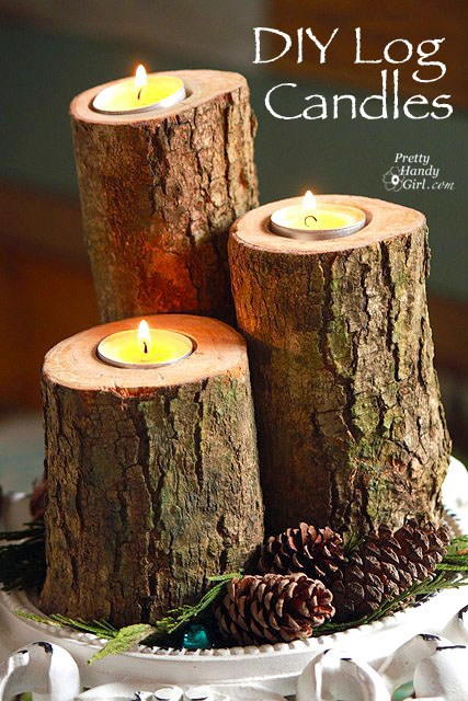 Wood Logs Candle Holders Wood Logs Candle Holders