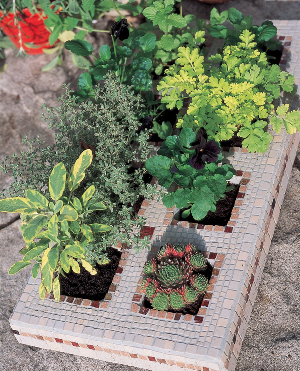 Recycled Concrete Mosaic Planter