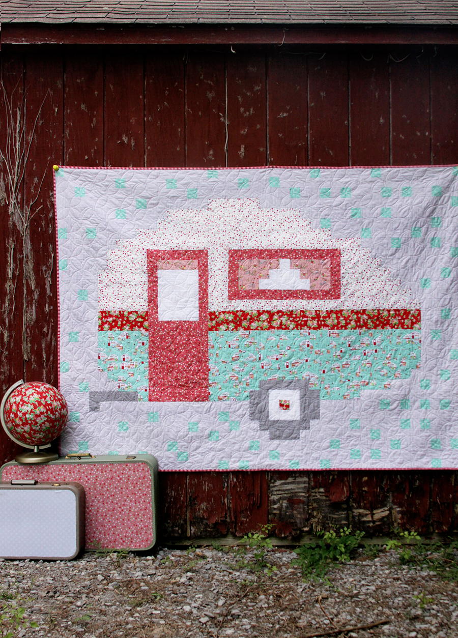 Retro Camper Pixel Quilt | FaveQuilts.com