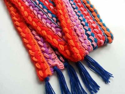 Colorful Braided Crochet Scarf