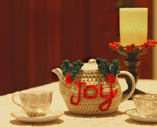 Holiday Greetings Crochet Teapot Cozy