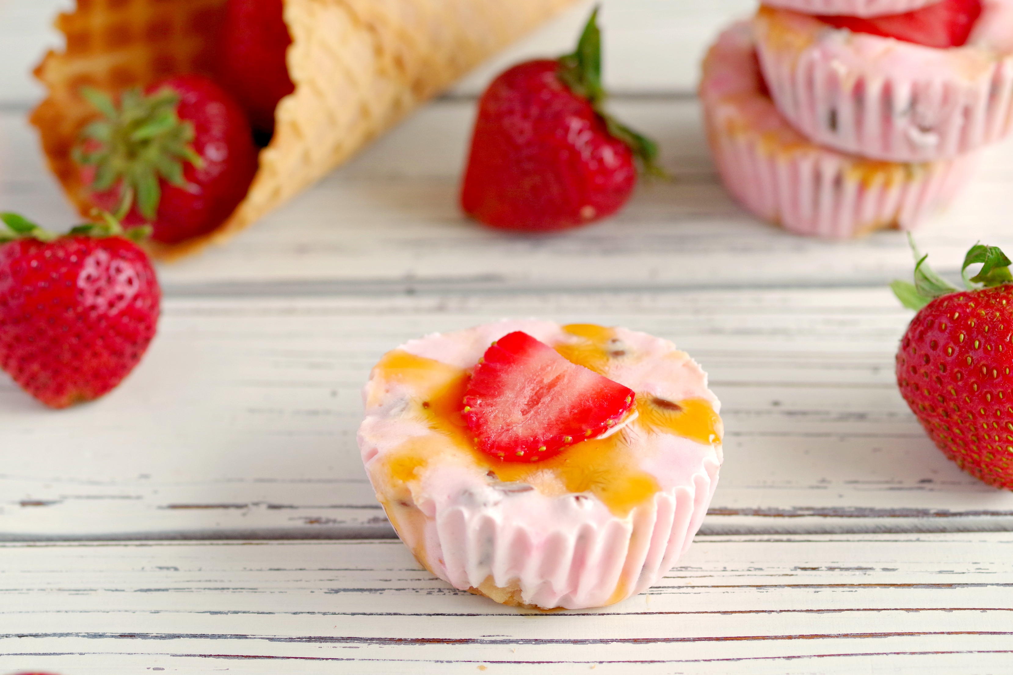 Strawberry Drumstick Frozen Yogurt Cups