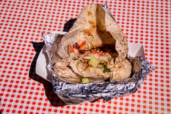 Burrito in foil, slightly unwrapped