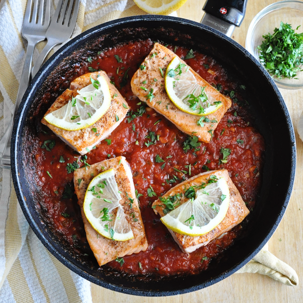 Pan Grilled Spanish Salmon with Tomato Sauce Pan Grilled Spanish Salmon with Tomato Sauce