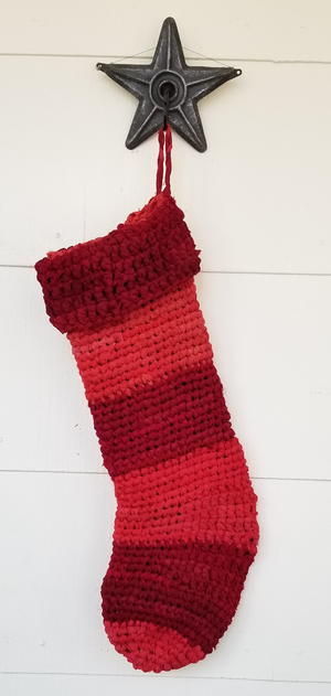 Striped Christmas Stocking Pattern Knit and Crochet Versions