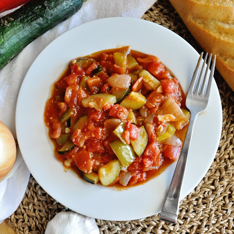 Traditional Spanish Pisto Ratatouille with Vegetables & Olive Oil