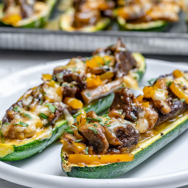 Philly Cheese Steak Zucchini Boats (Keto Recipe)