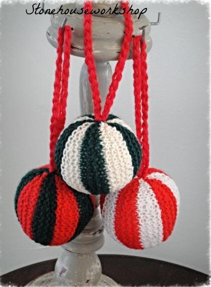 Hand Knit Ball Ornament Hand Knit Ball Ornament