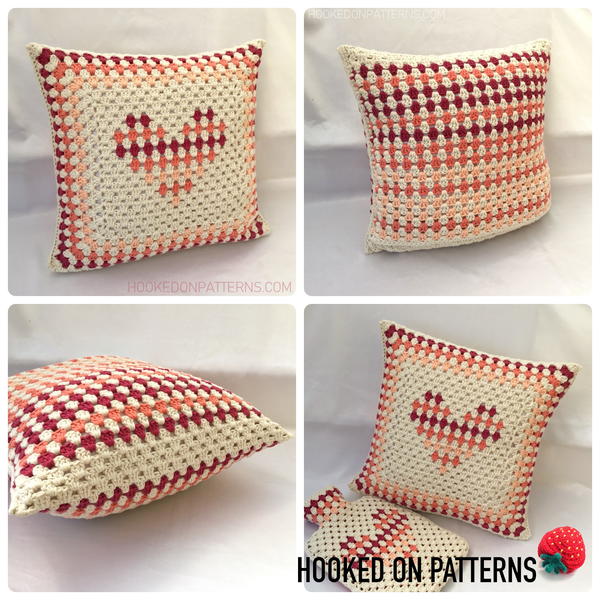 Granny Stripe Heart Cushion Cover Granny Stripe Heart Cushion Cover