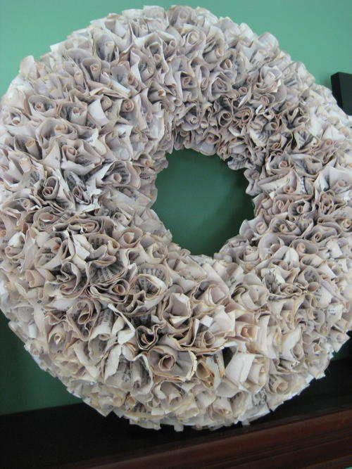 Recycled Book Rosette Wreath Recycled Book Rosette Wreath