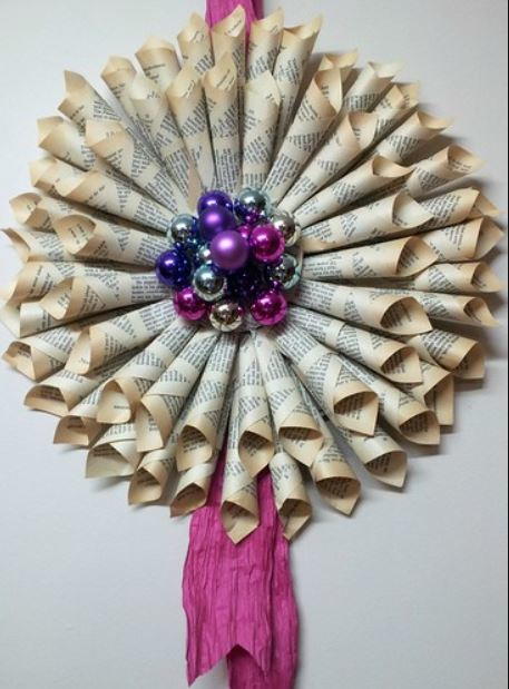 Rolled Book Page Wreath