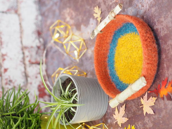 Rustic Felted Bowl with Handles Rustic Felted Bowl with Handles