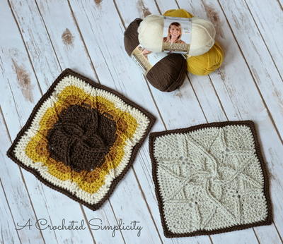 Cabled Blooms Afghan Square