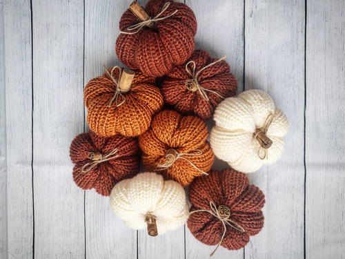 Small Knit Decorative Pumpkins Small Knit Decorative Pumpkins