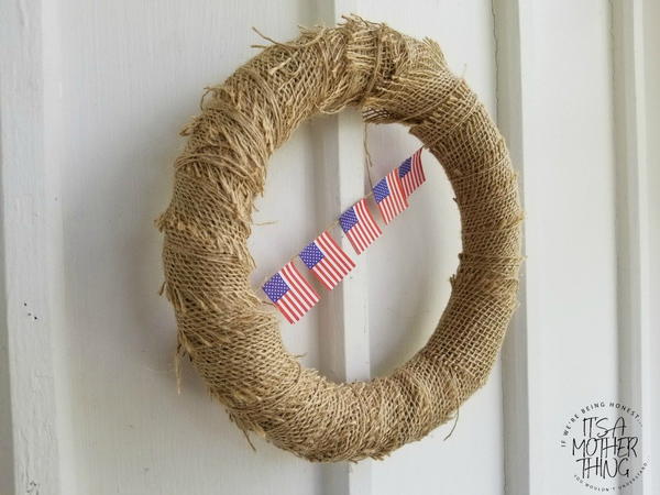 Burlap Foam Dollar Store Patriotic Flag Wreath Burlap & Foam Dollar Store Patriotic Flag Wreath