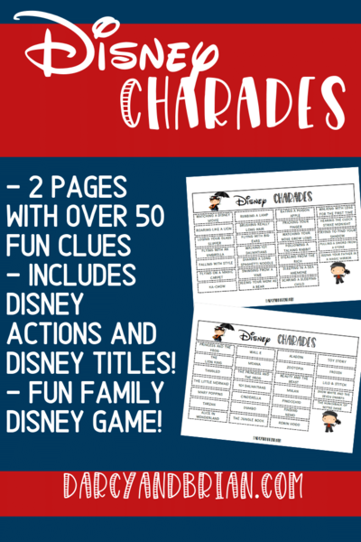 Printable Disney Themed Charades Game for Kids Printable Disney Themed Charades Game for Kids
