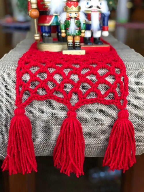 Festive Christmas Crochet Table Runner