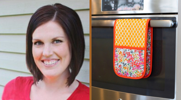Image shows Ashley on the left and the Double Pot Holder with Pockets on the right.