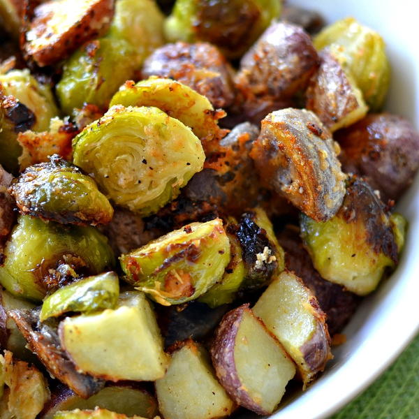 Parmesan Roasted Potatoes and Brussels Sprouts Parmesan Roasted Potatoes and Brussels Sprouts