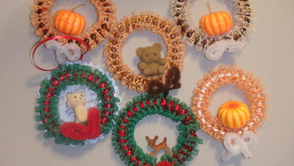 Lacey Beaded Holiday Wreath Ornament Lacey Beaded Holiday Wreath Ornament