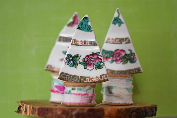 Broken China Plate Christmas Trees Broken China Plate Christmas Trees