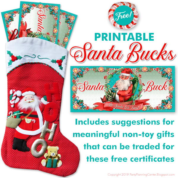 Santa Bucks Kids Gift Certificates Santa Bucks Kids Gift Certificates