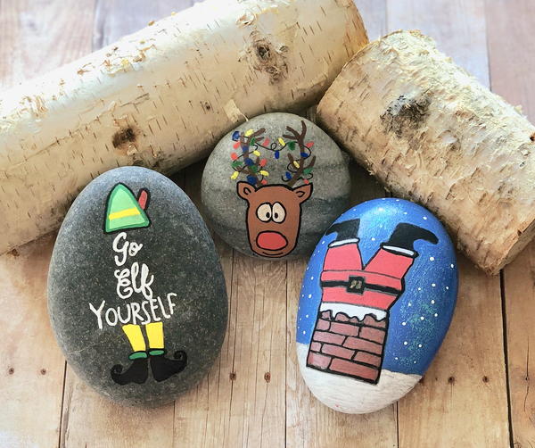Silly Christmas Painted Rocks Silly Christmas Painted Rocks